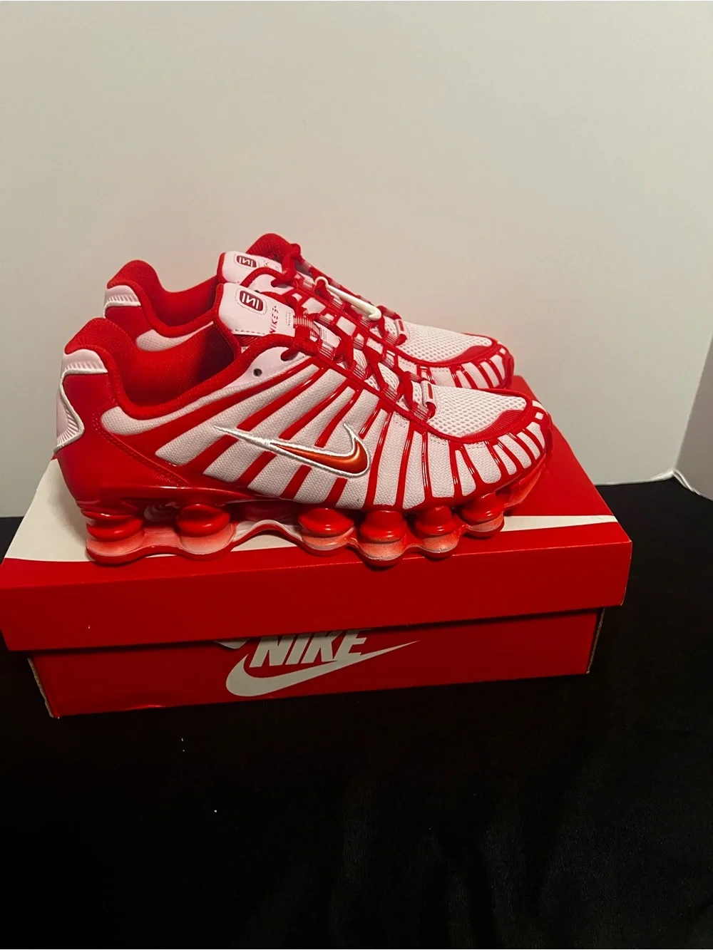 Nike Kids Red and White Shox Mesh Sneakers